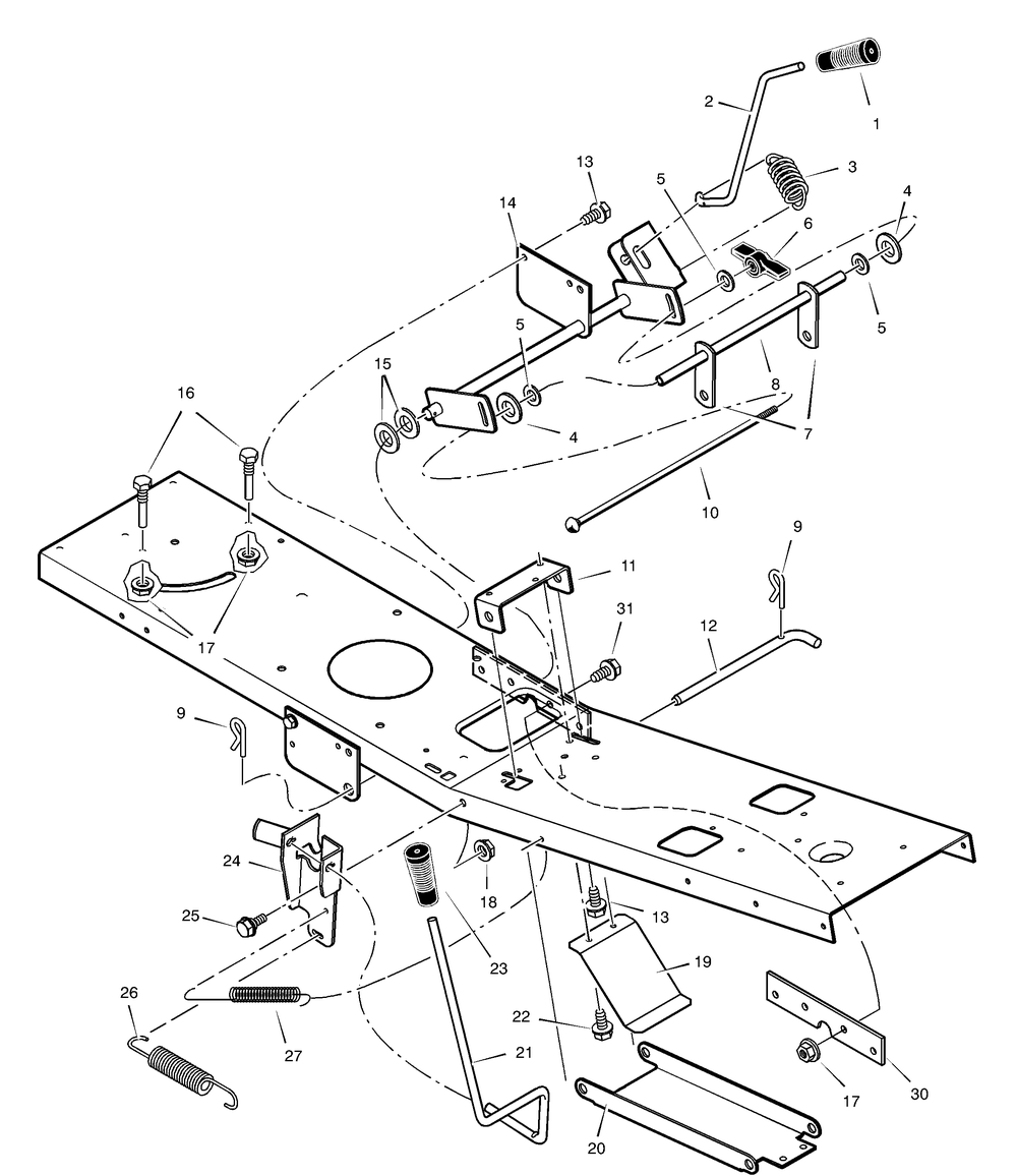 Mower Housing Suspension Diagram and Parts List for 309003X99A  Briggs and Stratton Lawn Tractor